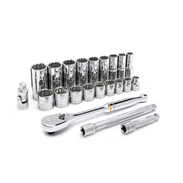 GearWrench 80691 3/8'' Drive 12 Point Standard & Deep SAE Mechanics 22PC Tool Set
