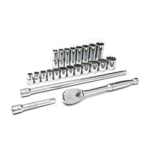 GearWrench 80707 1/2'' Drive 6 Point Standard & Deep SAE Mechanics 23PC Tool Set