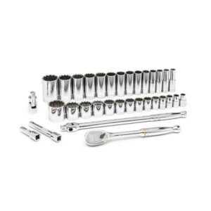 GearWrench 80714D 1/2'' Drive 12 Point Standard & Deep SAE Mechanics 33PC Tool Set
