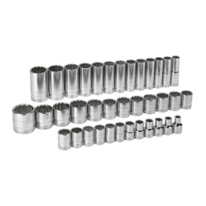 GearWrench 80730 1/2'' Drive 12 Point Standard & Deep Metric Socket 37PC Set
