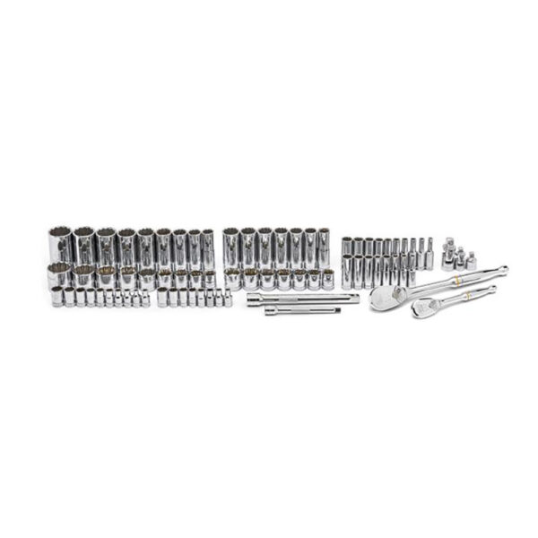 GearWrench 80948 1/4'' & 3/8'' Drive 12 Point Standard & Deep SAE/Metric Mechanics 76PC Tool Set