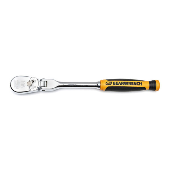 GearWrench 81009T 1/4'' Drive 90-Tooth Dual Material Flex Head Teardrop Ratchet 8''