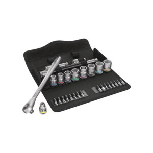 Wera 05004050001 29 Pc. 8100 SB 10 3/8'' Zyklop Imperial Metal Ratchet Set w/ Push-Through Square