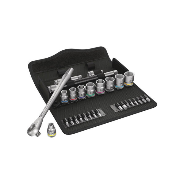 Wera 05004050001 29 Pc. 8100 SB 10 3/8'' Zyklop Imperial Metal Ratchet Set w/ Push-Through Square