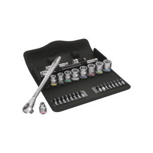 Wera 05004047001 29 Pc. 8100 SB 7 3/8'' Zyklop Metric Metal Ratchet Set w/ Push-Through Square