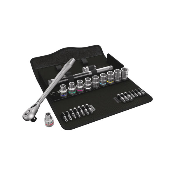 Wera 05004081001 28 Pc. 8100 SC 11 1/2'' Zyklop Imperial Metal Ratchet Set w/ Switch Lever