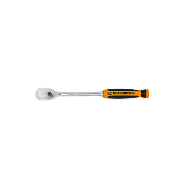 GearWrench 81029T 1/4'' Drive 90-Tooth Long Handle Dual Material Teardrop Ratchet 8''