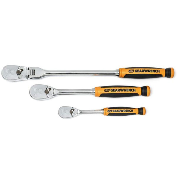 GearWrench 81203T 3 Pc. 1/4'' & 3/8'' Drive 90-Tooth Dual Material Teardrop Ratchet Set