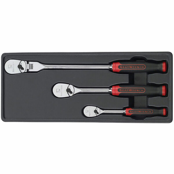 GearWrench 81203F 1/4'' and 3/8'' Drive Cushion Grip Mixed Teardrop Ratchet 3 Piece Set
