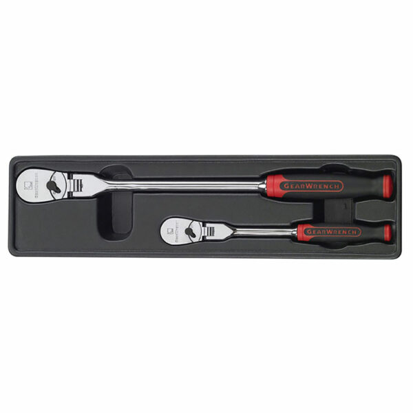 GearWrench 81204F 1/4'' and 3/8'' Drive Cushion Grip Flex Teardrop Ratchet 2 Piece Set