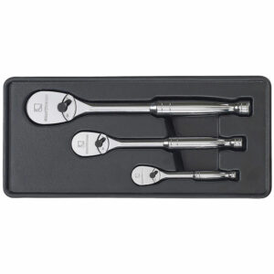 GearWrench 81206F Teardrop Ratchet 3 Piece Set, Full Polish, 1/4'', 3/8'' and 1/2''