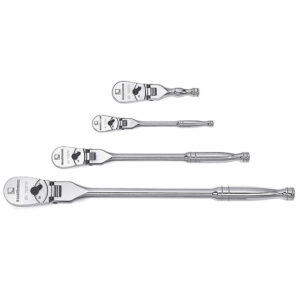 GearWrench 81230F 1/4'', 3/8'' and 1/2'' Drive Full Polish Flex Handle Ratchet 4 Piece Set