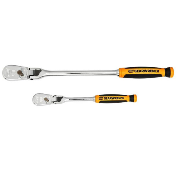 GearWrench 81275T 2 Pc. 1/4'' & 3/8'' Drive 90-Tooth Dual Material Locking Flex Head Teardrop Ratchet Set