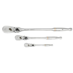 GearWrench 81276T 3 Pc. 1/4'', 3/8'' & 1/2'' Drive 90-Tooth Locking Flex Head Teardrop Ratchet Set