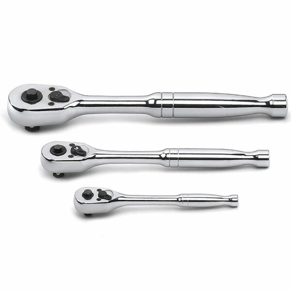 GearWrench 81310 3 Pc. 1/4'', 3/8'' & 1/2'' Drive 45-Tooth Quick Release Teardrop Ratchet Set