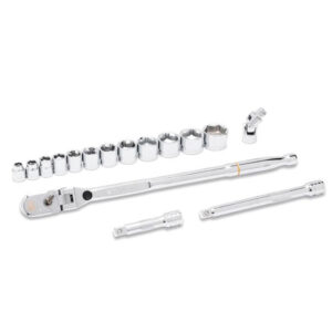 GearWrench 81393 16PC 3/8'' Drive 120XP Locking Flex Head Ratchet and 6 Point SAE Stubby Socket Mechanics Tool Set