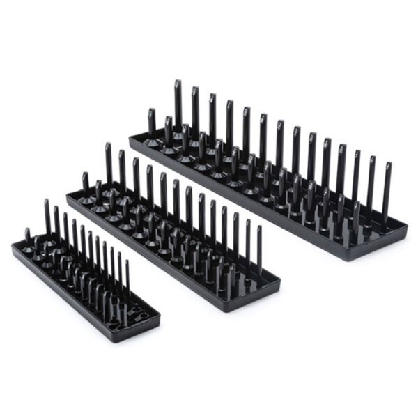 GearWrench 83118 3PC 1/4'', 3/8'' & 1/2'' Drive Black SAE Socket Storage Tray Set