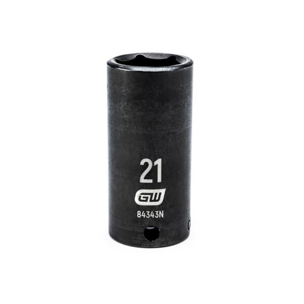 GearWrench 84343N 3/8'' Drive 6 Point Deep Impact Metric Socket 21mm