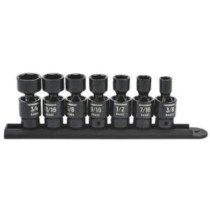 GearWrench 84974 7pc 3/8'' Drive 6 Point Standard X-Core Pinless Universal Impact SAE Socket Set