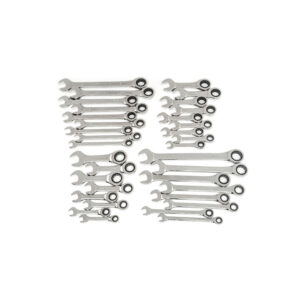 GearWrench 85034 34PC 72-Tooth 12 Point Standard & Stubby Ratcheting Combination SAE/Metric Wrench Set