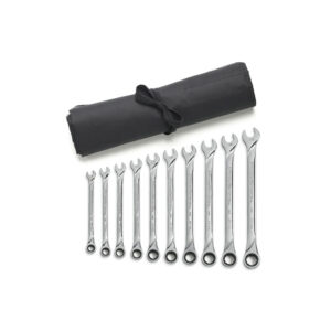 GearWrench 85090R 10PC 72-Tooth 12 Point XL Ratcheting Combination Metric Set With Wrench Roll