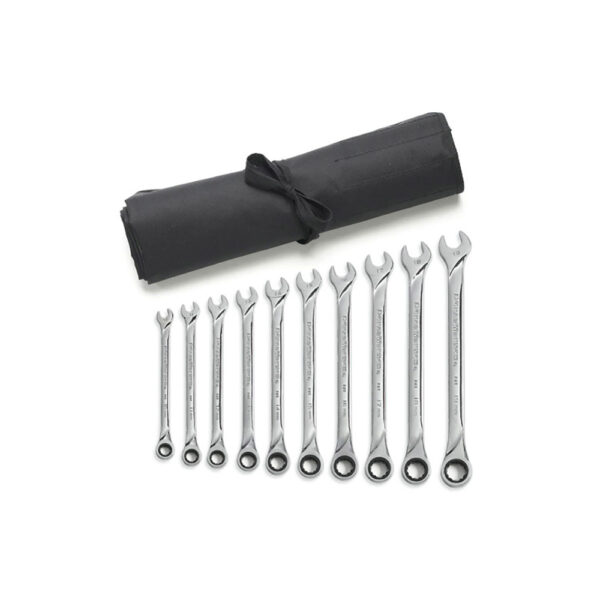 GearWrench 85090R 10PC 72-Tooth 12 Point XL Ratcheting Combination Metric Set With Wrench Roll