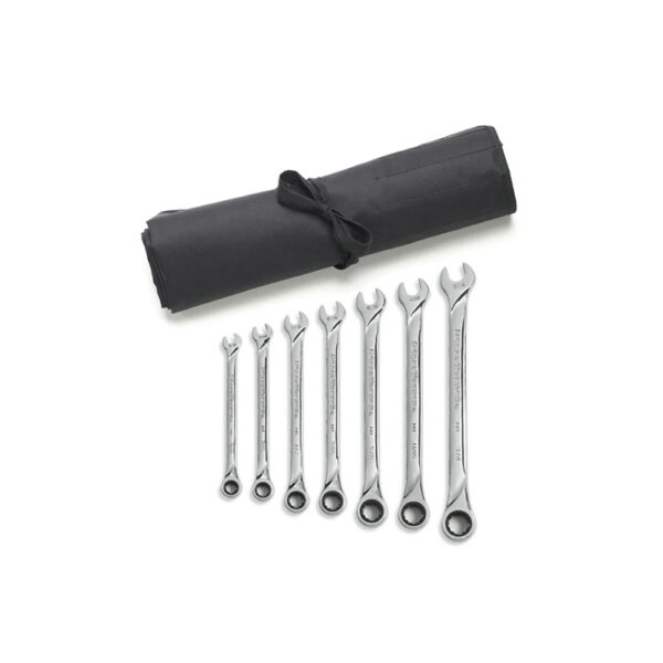 GearWrench 85197R 7PC 72-Tooth 12 Point XL Ratcheting Combination SAE Wrench Roll Set