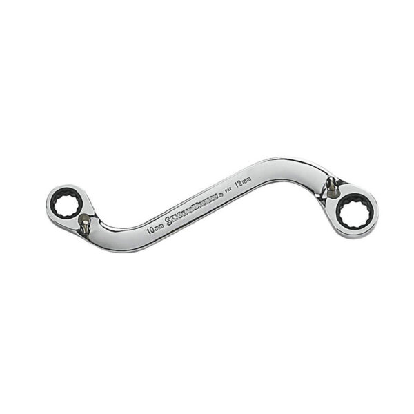 GearWrench 85222 10mm x 12mm 72-Tooth 12 Point S-Shaped Reversible Double Box Ratcheting Wrench