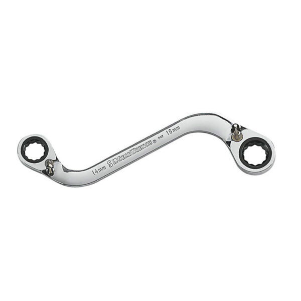 GearWrench 85230 14mm x 16mm 72-Tooth 12 Point S-Shaped Reversible Double Box Ratcheting Wrench