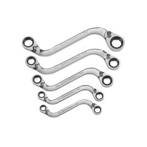 GearWrench 85299 5PC 72-Tooth 12 Point Reversible S-Shape Double Box Ratcheting Metric Wrench Set