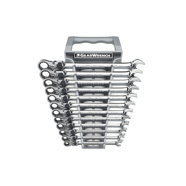 GearWrench 85698 12PC 72-Tooth 12 Point XL Locking Flex Head Ratcheting Combination Metric Wrench Set