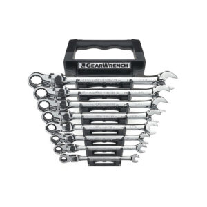 GearWrench 85798 8PC 72-Tooth 12 Point XL Locking Flex Head Ratcheting Combination SAE Wrench Set