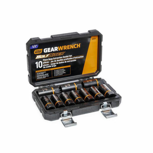 GearWrench 86071 10 Pc. 1/2'' Drive Bolt Biter Deep Extraction Socket Set
