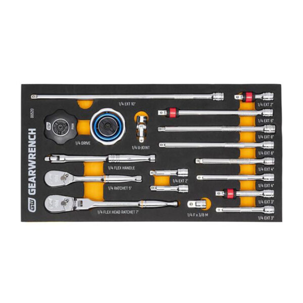 GearWrench 86520 18PC 1/4'' 90-Tooth Ratchet & Drive Tool Modular Set