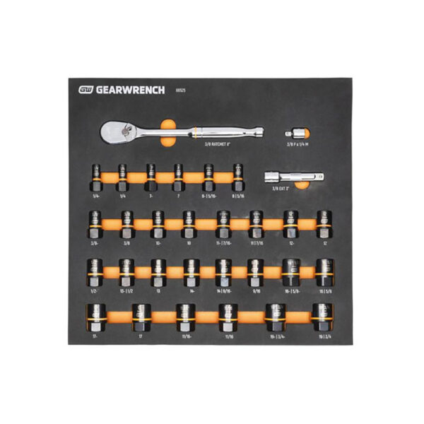 GearWrench 86525 31PC 3/8'' Drive 90-Tooth Ratchet and Bolt Biter Socket Modular Set