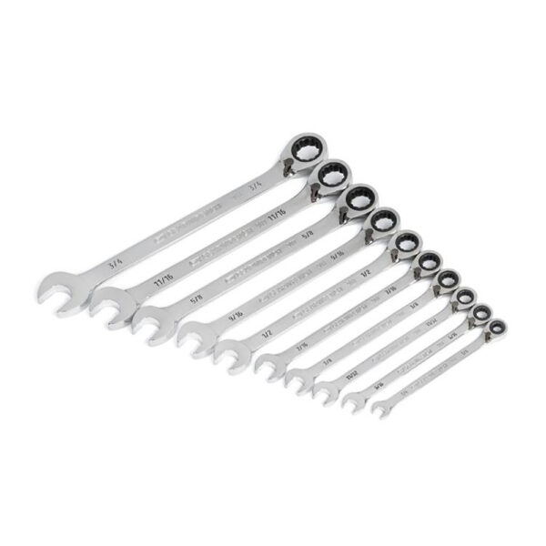 GearWrench 86658 10PC 90-Tooth 12 Point SAE Reversible Ratcheting Combination Wrench Set