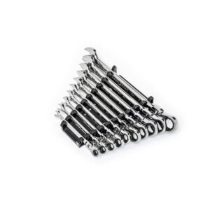 GearWrench 86758 10PC 90-Tooth 12 Point Flex Head Ratcheting Combination SAE Wrench Set