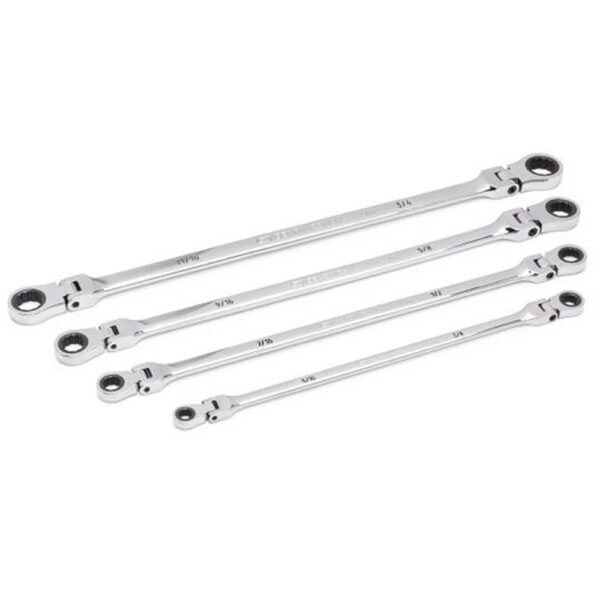 GearWrench 86831 4PC 90-Tooth 12 Point GearBox Double-Flex Ratcheting SAE Wrench Set