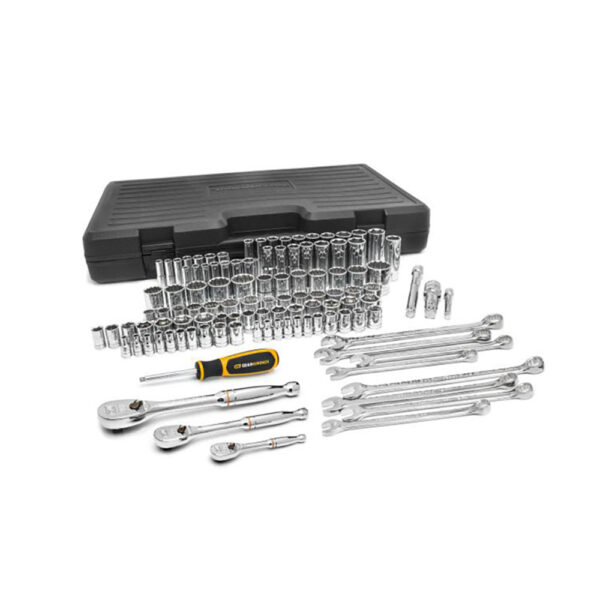 GearWrench 89058 1/4'', 3/8'' & 1/2'' Drive 6 & 12 Point Standard & Deep SAE/Metric Mechanics 110PC Tool Set