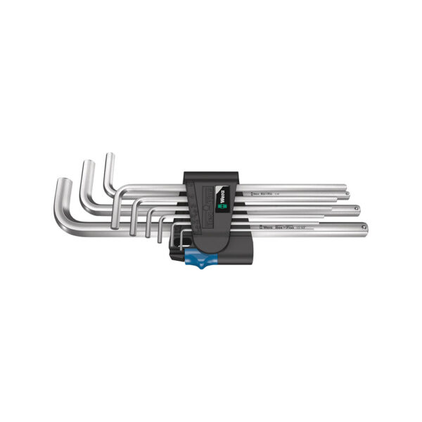 Wera 05022130001 9 Pc. 950/9 L Hex-Plus HF 1 Chrome-Plated Metric L-Key Set w/ Holding Function