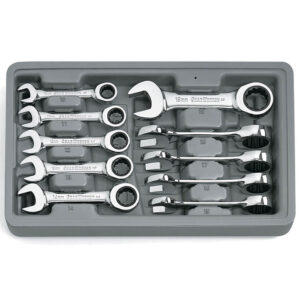 GearWrench 9520D 10PC 72-Tooth 12 Point Stubby Ratcheting Combination Metric Wrench Set