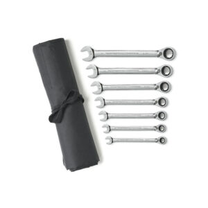 GearWrench 9567RN 7PC 72-Tooth 12 Point Reversible Ratcheting Combination SAE Wrench Set with Tool Roll