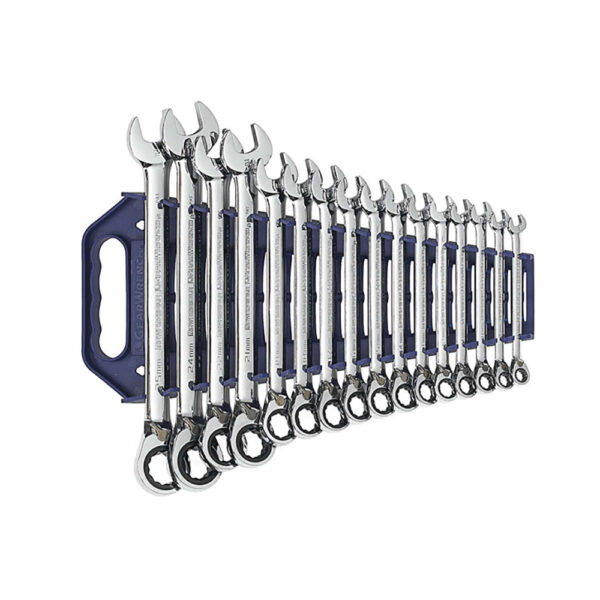 GearWrench 9602N 16PC 72-Tooth 12 Point Reversible Ratcheting Combination Metric Wrench Set