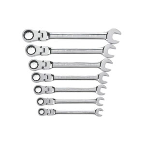 GearWrench 9700 7PC 72-Tooth 12 Point Flex Head Ratcheting Combination SAE Wrench Set