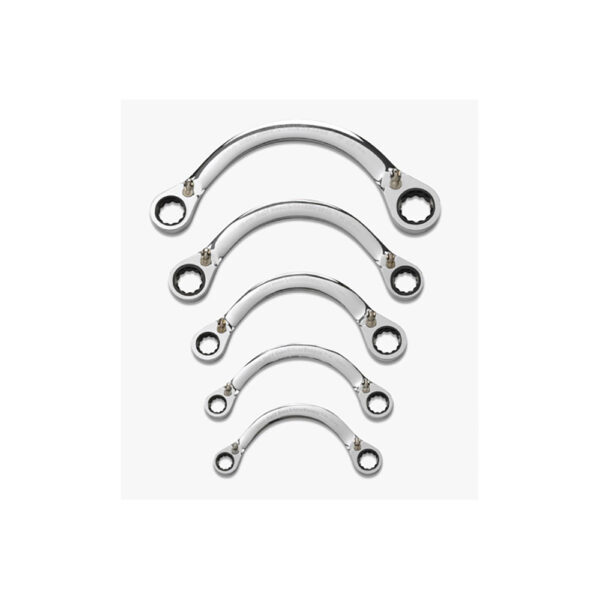 GearWrench 9850 5PC 72-Tooth 12 Point Reversible Half Moon Double Box Ratcheting Metric Wrench Set