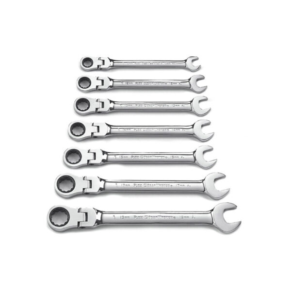 GearWrench 9900D 7PC 72-Tooth 12 Point Flex Head Ratcheting Combination Metric Wrench Set