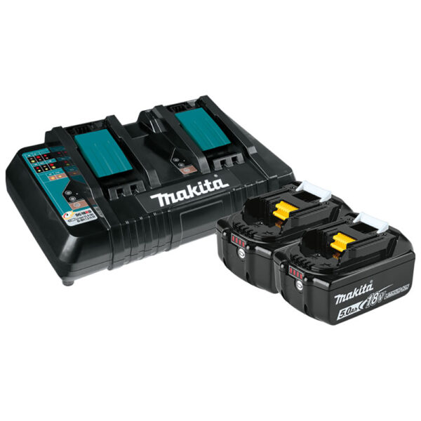 BL1850B2DC2 Makita 18V LXT Lithium-Ion Battery And Dual Port Charger Starter Pack (5.0Ah)