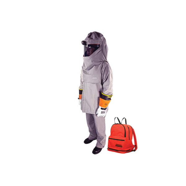 Cementex BPK-CUL40COPKLFV-5X00 40 cal/cm2 UltraLite Series Coat/OverPant Kit in Backpack w/ Lift Front Hood, Vent Fan, & Class 00 Glove Kit - 5XL