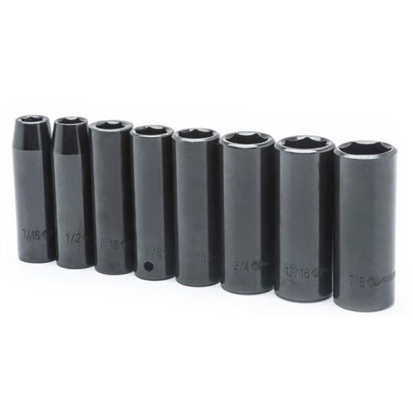 CIMS2N Crescent 8 Pc. 1/2'' Drive 6 Point Deep Impact SAE Socket Set