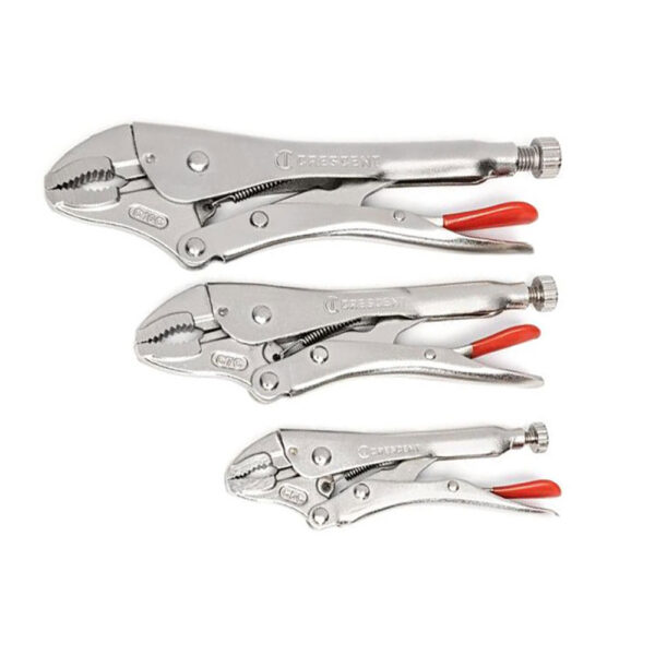 CLP3SETN-08 Crescent 3PC Curved Jaw Locking Pliers with Wire Cutter Set